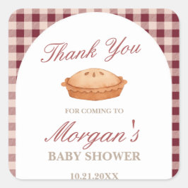 Süsse Pie Baby Dusche Quadratischer Aufkleber