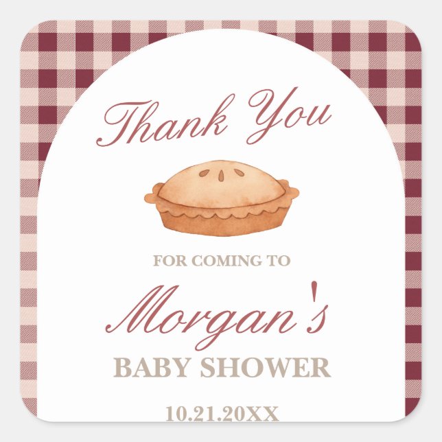 Süsse Pie Baby Dusche Quadratischer Aufkleber (Vorderseite)