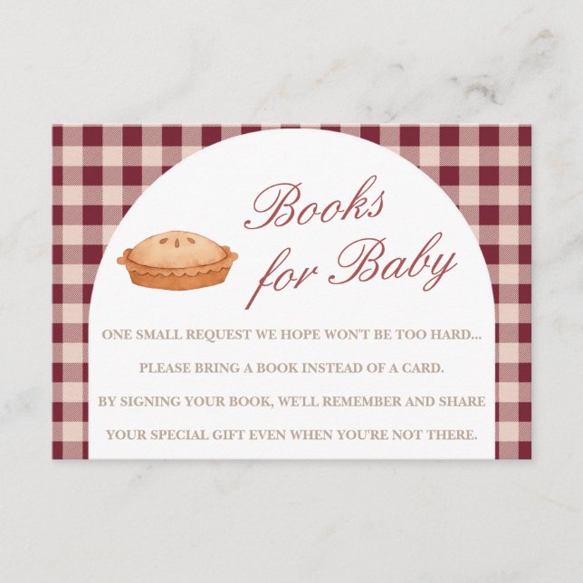 Süsse Pie Babydusche Bücher für Kinderkarte Begleitkarte (Vorderseite)