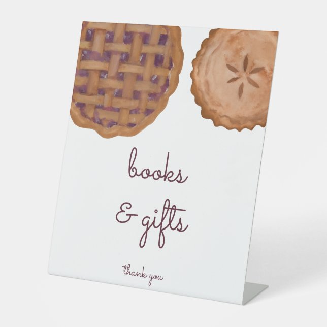 Süsse Pie Bücher und Geschenke Kinderdusche Zeiche Sockelschild (Vorderseite)