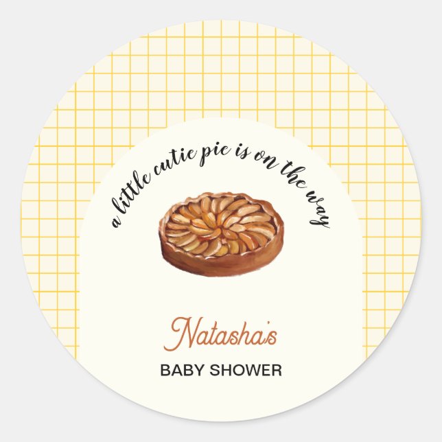 Süsse Pie Erntedank Fall Baby Dusche Runder Aufkleber (Vorderseite)