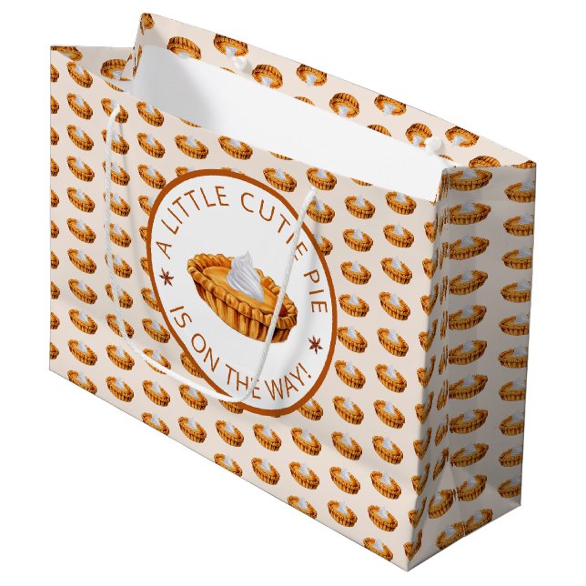 Süsse Pie Fall Baby Dusche große Geschenktüte (Vorderseite Schrägansicht)