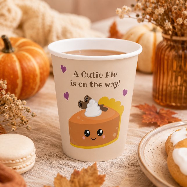 Süsse Pie Fall Baby Dusche Pappbecher (Celebrate the sweetest little arrival with these adorable Cutie Pie Fall Baby Shower Paper Cups.)