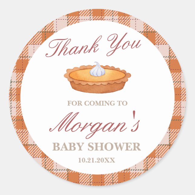 Süsse Pie Fall Babydusche Rundaufkleber Runder Aufkleber (Vorderseite)