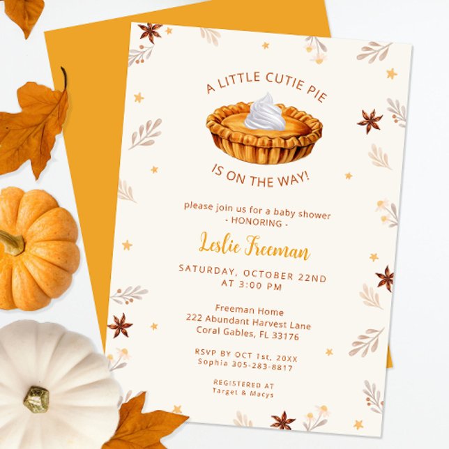 Süsse Pie Fall Kinderdusche Einladung (Autumn Baby Shower Invite)