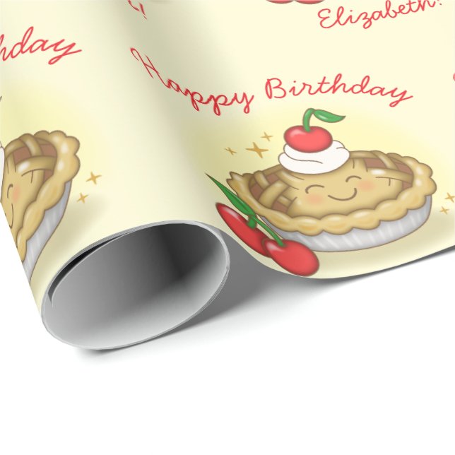 Süsse Pie Geburtstagsparty Kinder Cherry Geschenkpapier (Rolleneckpunkt)