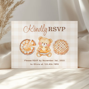 Süsse Pie Gingham Teddy Bear Fall Baby Dusche RSVP Karte