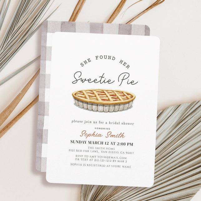 Süße Pie Grau Gingham Brautparty Einladung (Von Creator hochgeladen)