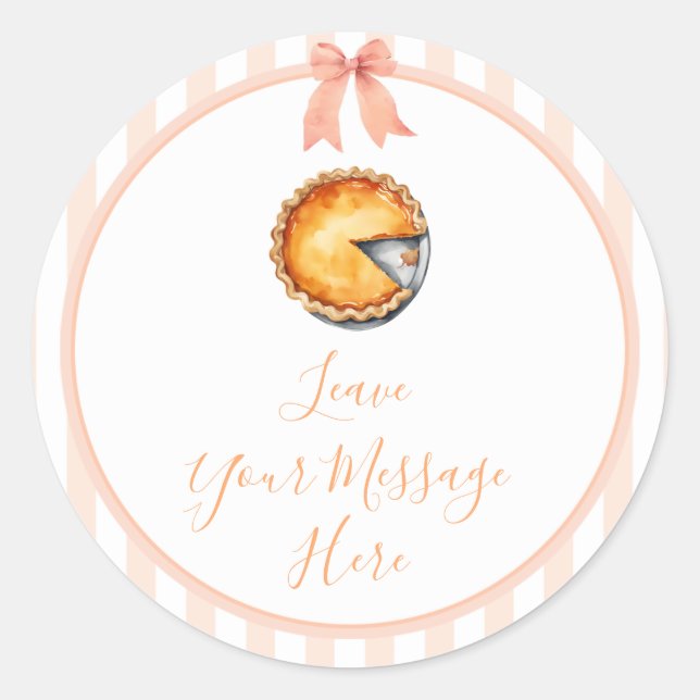 Süsse Pie Orange Gingham Liebe Ihre Nachricht hier Runder Aufkleber (Vorderseite)