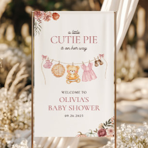 Süsse Pie Pink Fall Bear Girl Babydusche Willkomme Banner