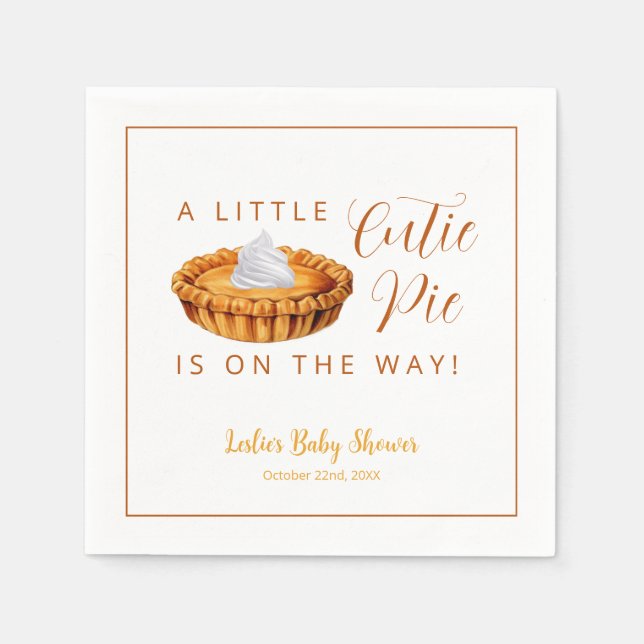Süsse Pie Pumpkin Baby Dusche Napkins Serviette (Vorderseite)