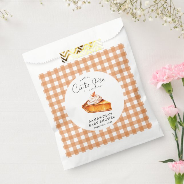 Süsse Pie Pumpkin Fall Gingham Baby Dusche Geschenktütchen (Versiegelt)