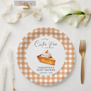 Süsse Pie Pumpkin Fall Gingham Baby Dusche Pappteller