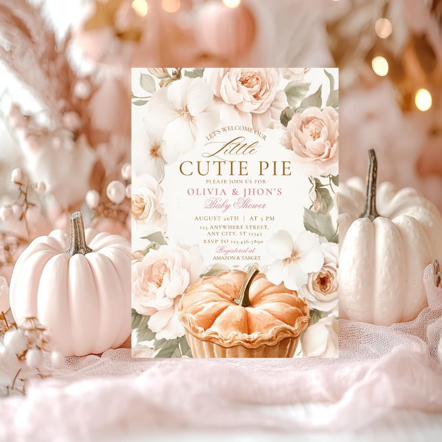 Süsse Pie Pumpkin Floral Bow Einladung (Von Creator hochgeladen)