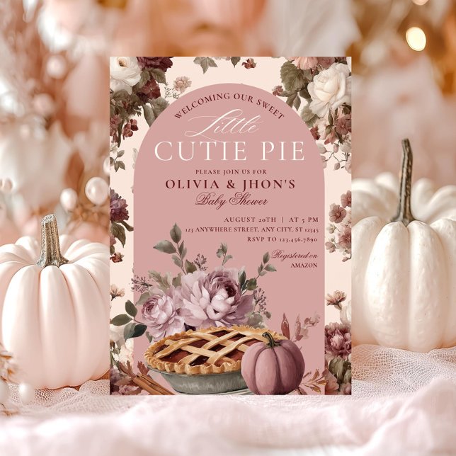 Süsse Pie Pumpkin Floral Bow Einladung (Von Creator hochgeladen)