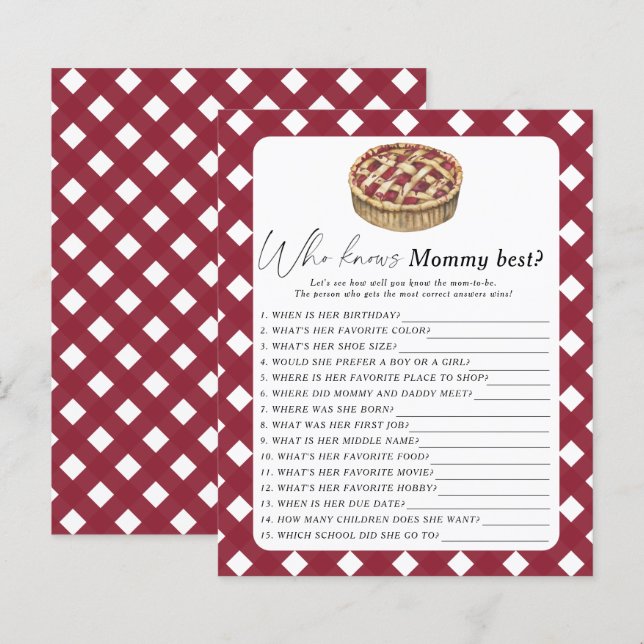 Süsse Pie - Wer kennt das beste Spiel der Mami (Vorne/Hinten)