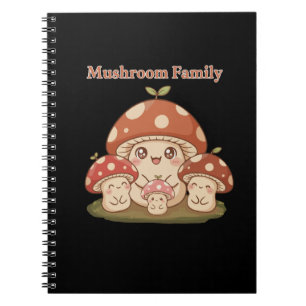 Süße Pilzfamilie Retro Kawaii Wald Pilze Kunst Notizblock