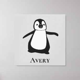 Süße Pinguillustration Schwarz und Weiß Leinwanddruck