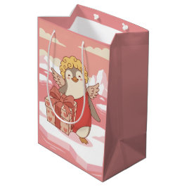 Süße Pinguin-Cupid-Galentine-Geschenktasche Mittlere Geschenktüte