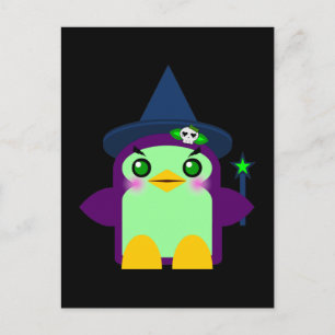 Süße Pinguin-Hexe Postkarte