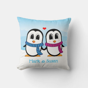 Süße Pinguin-Paar-Wurfkissen Kissen