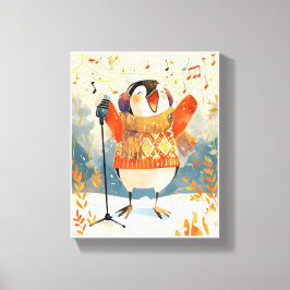 Süße Pinguin-Weihnachts-Tier-Kinderzimmer-Kunst-Le Leinwanddruck