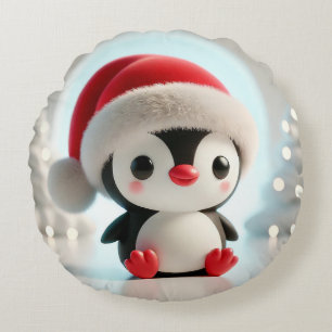 🎄 Süße Pinguin-Weihnachtsdeko-Geschenkidee Rundes Kissen