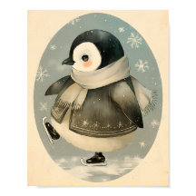 Süße Pinguin-Winter-Wasserfarben-Nursery-Kunst