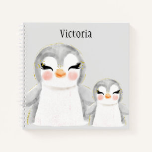 Süße Pinguine Aquarell Namensskizze Notizbuch