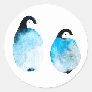 Süße Pinguine Aquarell Runder Aufkleber