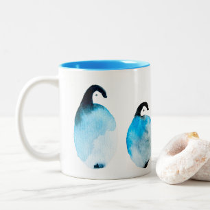 Süße Pinguine Aquarell Zweifarbige Tasse