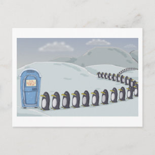 Süße Pinguine, einziges Badezimmer am Südpol. Postkarte