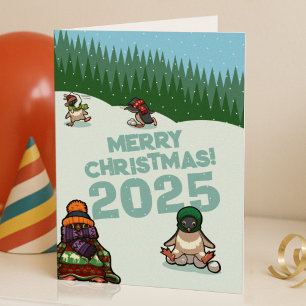 Süße Pinguine fügen das Jahr Frohe Weihnachten hin