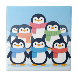 Süße Pinguine Winter-Schals Gruppenkuscheln Fliese