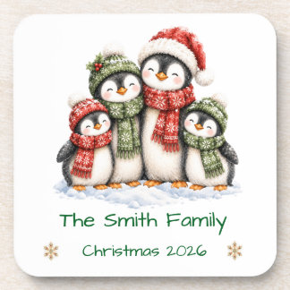 Süße Pinguinfamilie mit 4 Personen zum Weihnachten Getränkeuntersetzer