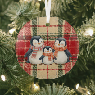 Süße Pinguinfamilie Weihnachtsdekoration  Ornament Aus Glas
