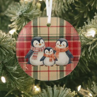 Süße Pinguinfamilie Weihnachtsdekoration Ornament Aus Glas