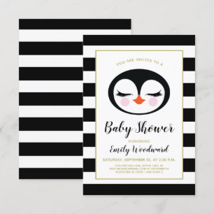 Süße Pinguingesicht-Baby-Shower-Einladung Einladung