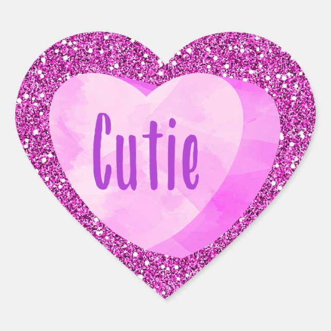 Süsse Pink Candy Heart Imitate Glitzer Herz-Aufkleber (Vorderseite)