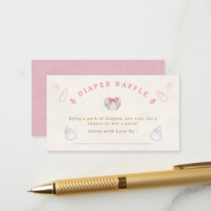 Süße Pink Coquette-Windel-Raffel-Baby-Party Begleitkarte