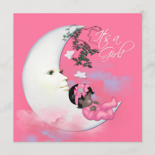 Süße Pink Moon Baby Girl Shower Einladung