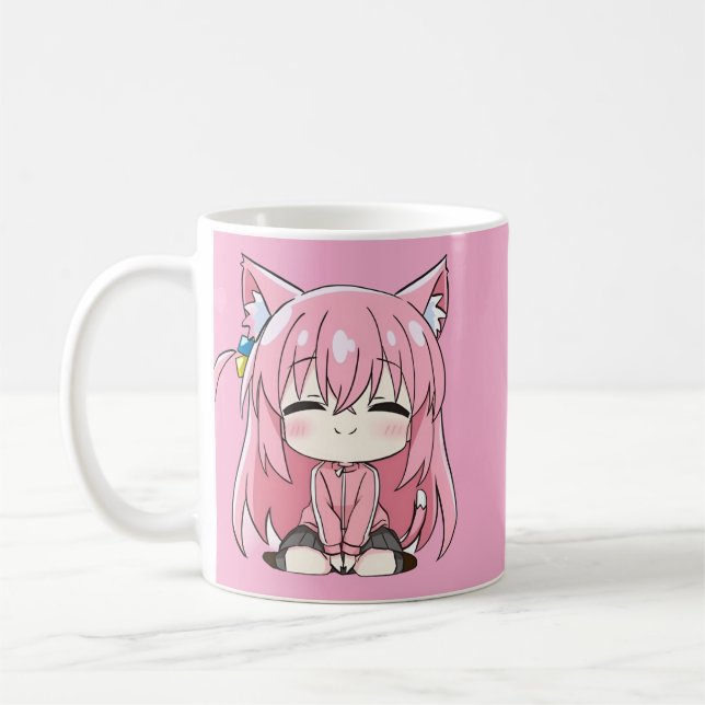 Süße Pinke Kitty Chibi Tasse (Links)