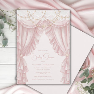 Süße pinke vintage elegante Babyparty Einladung