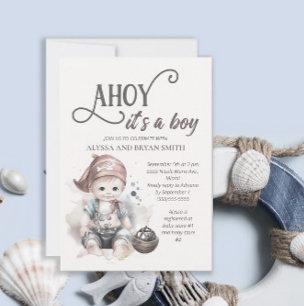 Süße Piraten-Ahoy, es ist ein Junge-Baby-Party Einladung