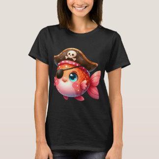 Süße Piratenfisch-Illustration – Kawaii Pirat Geht T-Shirt