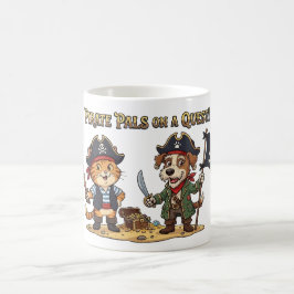 Süße Piratenkatze und Hund auf Schatzsuche Kaffeetasse