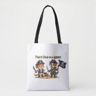 Süße Piratenkatze und Hund auf Schatzsuche Tasche