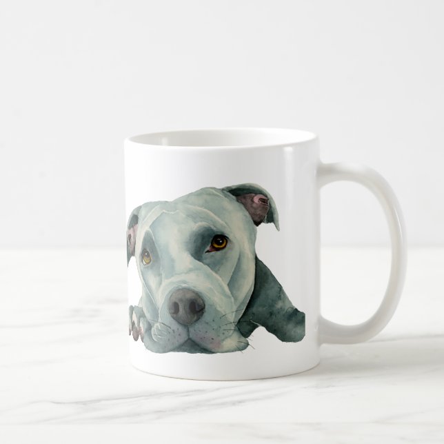 Süße Pitbull-HundeAquarell-Illustration Kaffeetasse (Rechts)