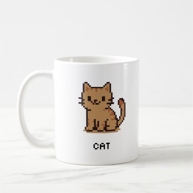 Süße Pixel-Art-Katzen-Tasse Kaffeetasse (Links)