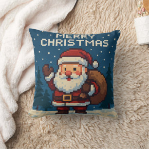 Süße Pixelkunst Frohe Weihnachten Kissen